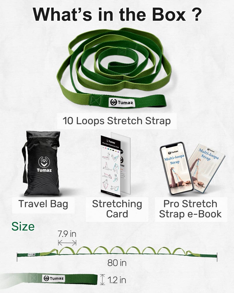 Tumaz Yoga Straps for Stretching, Multi-Loop Strap with 10 Loops for Physical Therapy, Pilates & Gymnastics - Image 4